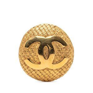 Chanel Vintage CC Logo Gold Plated Brooch